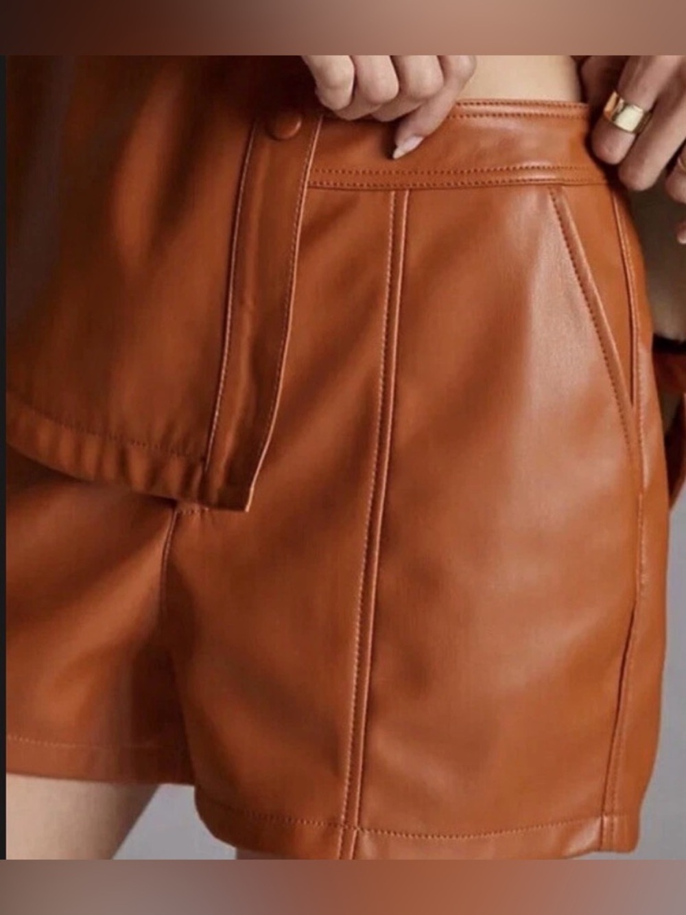 Anthropologie Faux Leather Shorts Size 6 Brown Boho Festival Minimalist